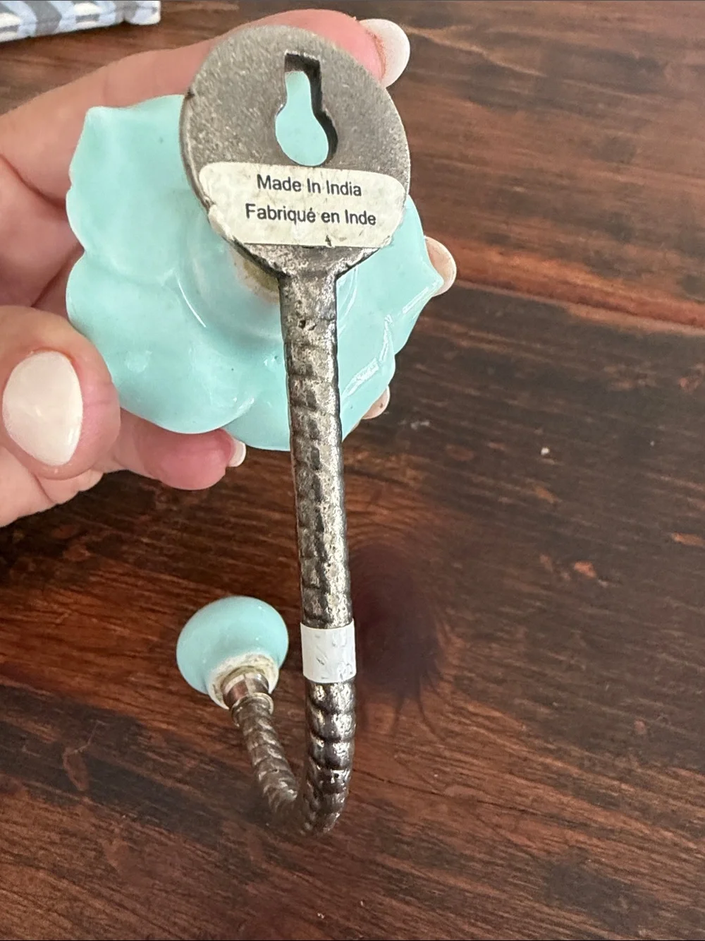 Anthropologie Blue Floral Ceramic Wall Hook